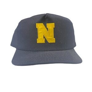 Vintage United States Navy SnapBack Hat Blue Yellow VTG Made in USA